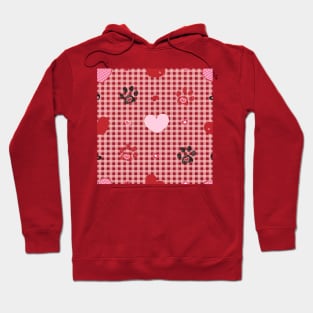 Plaid pattern baby pink with Valentine's Day concept Hoodie